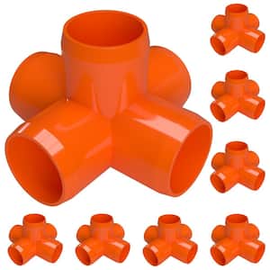 3/4 in. Furniture Grade PVC 5-Way Cross in Orange (8-Pack)