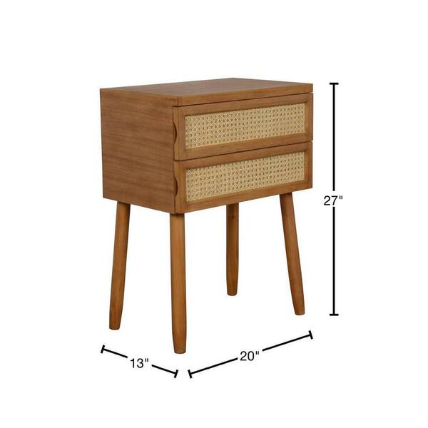 Decor Therapy 20 in. Trenton Natural and Rattan Square Wood Side Table with  Storage Drawers FR11341 The Home Depot