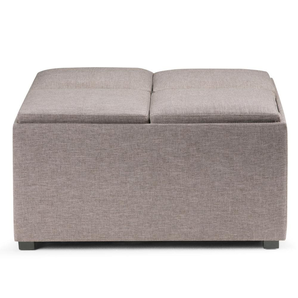 Fawn Brown Tufted Cocktail Ottoman with Serving Tray