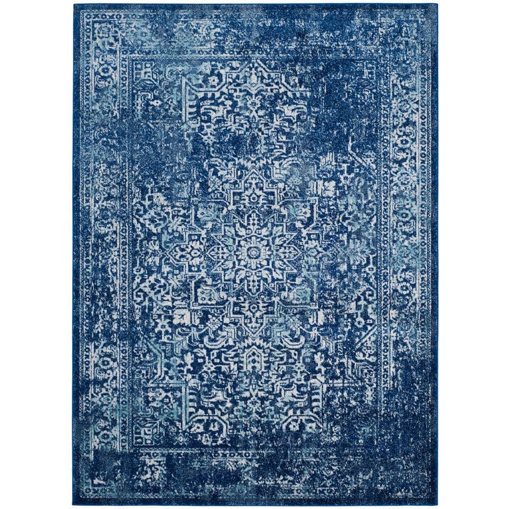 Evoke Navy/Ivory 6 ft. x 8 ft. Distressed Border Medallion Area Rug price history on PriceWatchPro