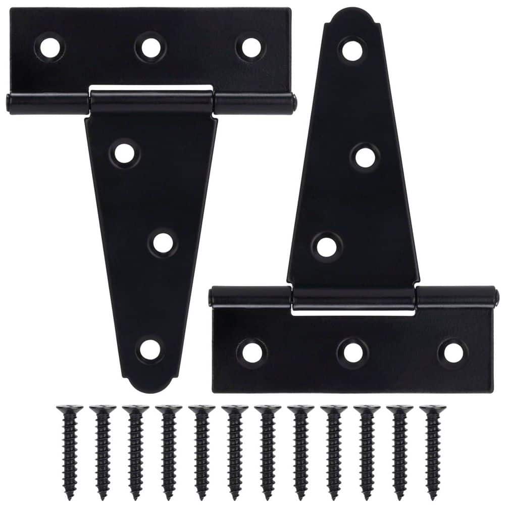 4 Inch Iron Black Powder Coated Rustproof Heavy Duty T-Strap Gate Hinges, Outdoor Fence Shed Hardware (2 Pack) price history on PriceWatchPro