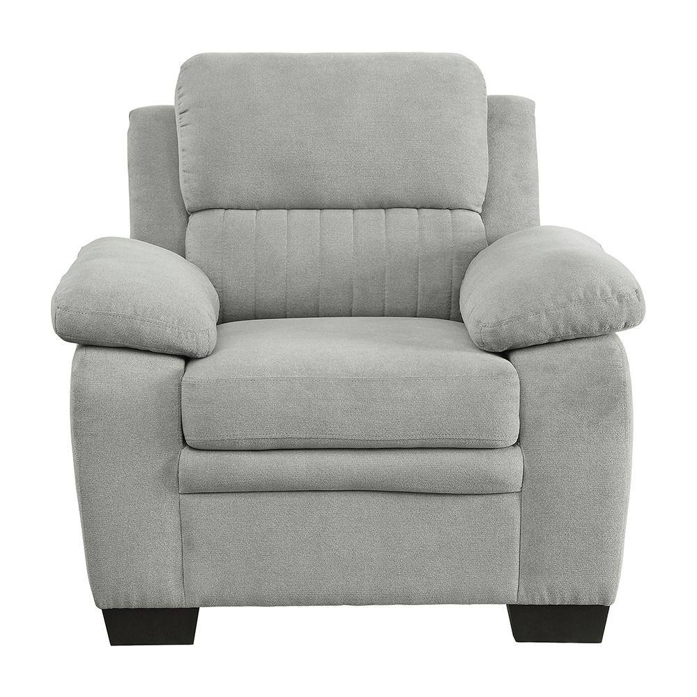 Gray Channel Tufted Accent Chair with Manufactured Wood Frame