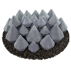 Ceramic Fire Diamonds in Light Gray Mixed in Other Fire Pit and Fireplace Outdoor Heating Accessory (23-Pack)