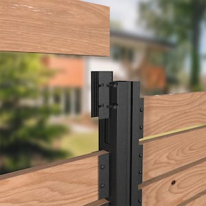 1 in. x 4 in. Matte Black Aluminum Wood Board Bracket Modular Fencing for An Outdoor Privacy Fence System