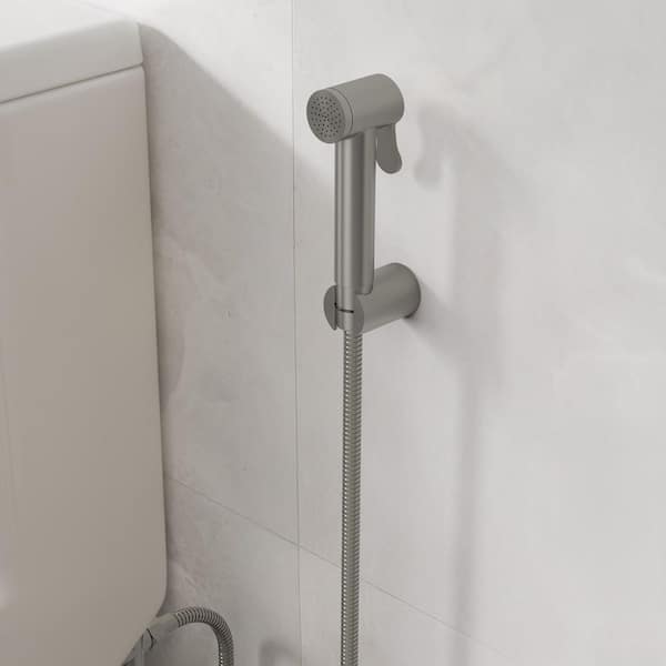 Modern 1 Handle Bidet Faucet with Handle Wall Mount Bidet Sprayer for Toilet with Rough-in Valve in Brushed Nickel