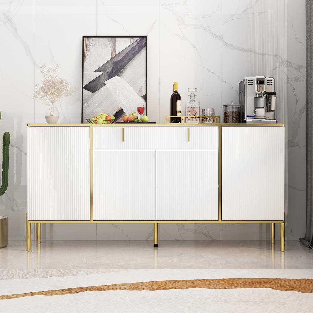 FUFU&GAGA White Wavy Paint Finish FloorStanding Sideboard Cupboard