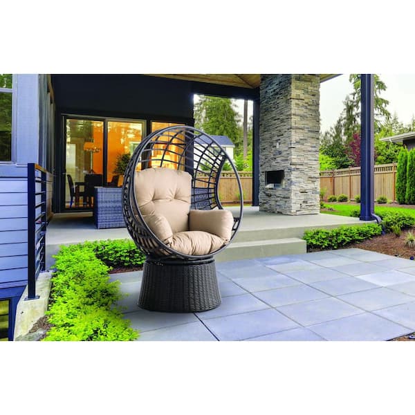 Brown Nadine DS Swivel Tear Drop Lounger made with resin wicker Sunbelieveable Dune Cushion Inclusive