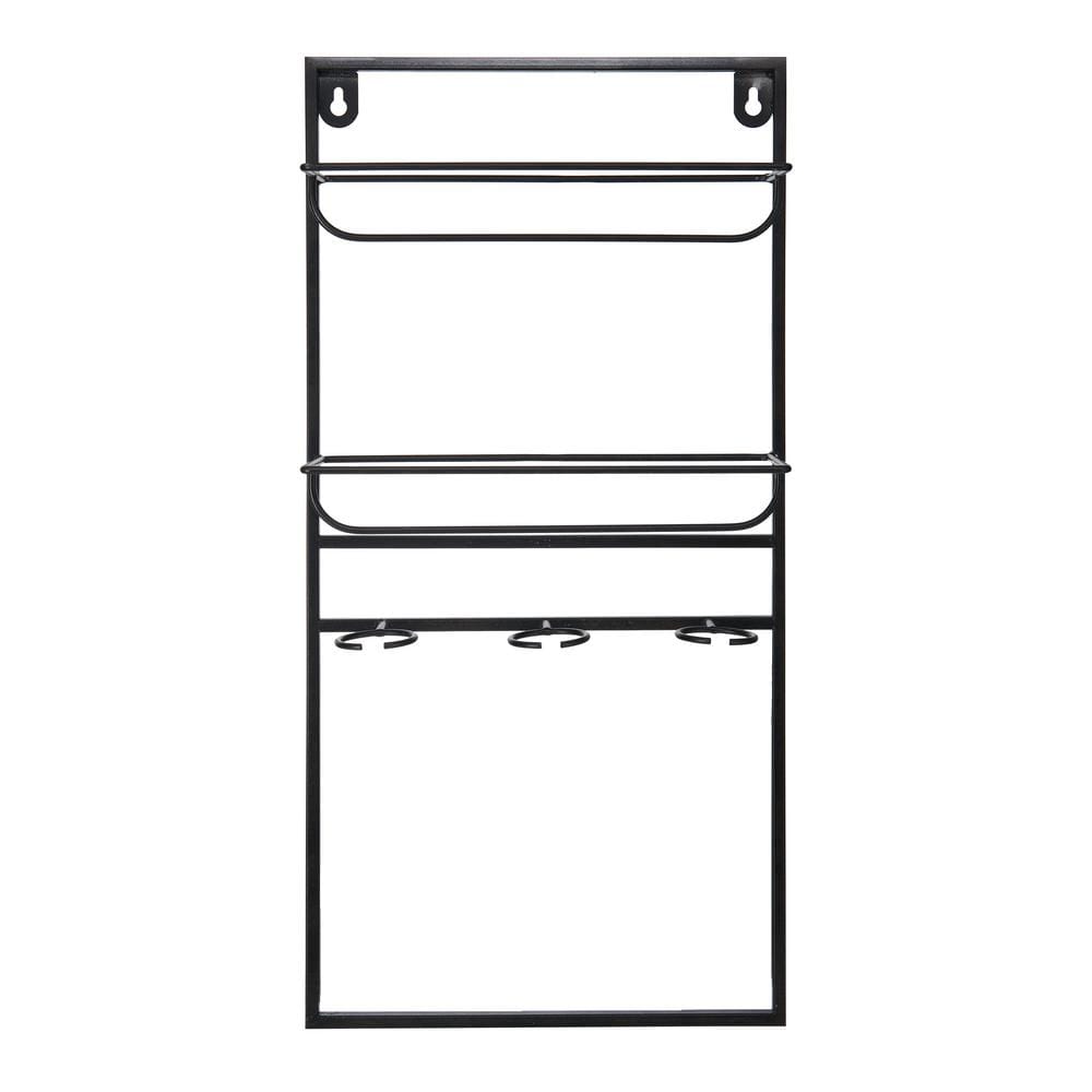 Black 24x12 Inch Industrial Metal Wine Rack