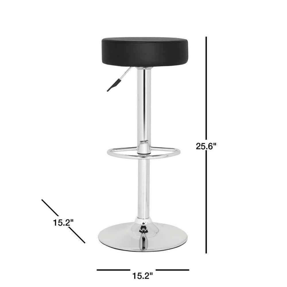 Adjustable Black Metal Swivel Backless Bar Stool