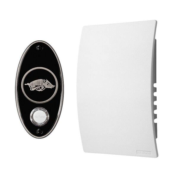 Broan-NuTone College Pride University of Arkansas Wired/Wireless Door Chime Mechanism and Pushbutton Kit - Satin Nickel