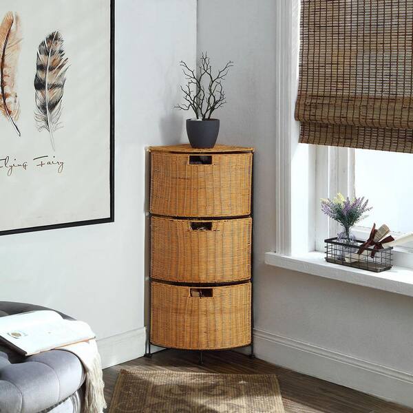 4d Concepts Natural And Black 3 Drawer End Table 161054 3 Drawer End Table 161054, Corner 3 Drawer End Table With Storage