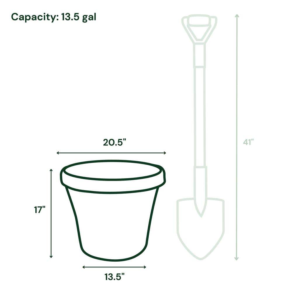 Charcoal Gray Round Resin Planter with Drainage Holes