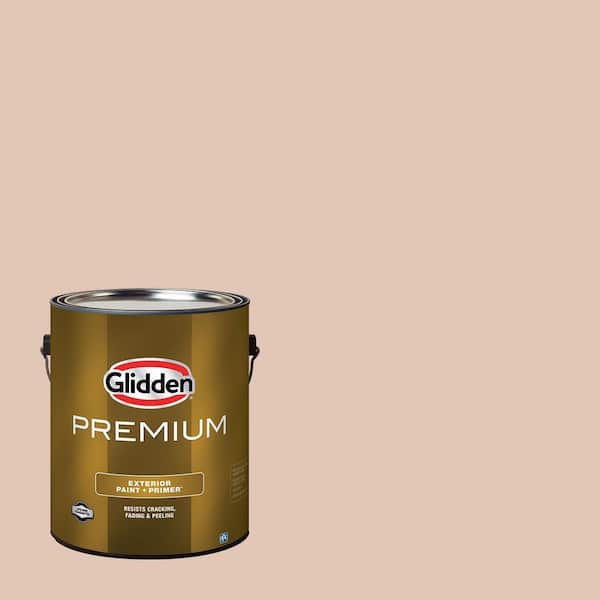 Glidden Premium 1 gal. PPG1071-3 Champagne Wishes Semi-Gloss Exterior Latex Paint