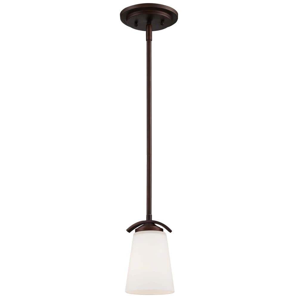 Vintage Bronze Mini Pendant with Etched White Glass Shade