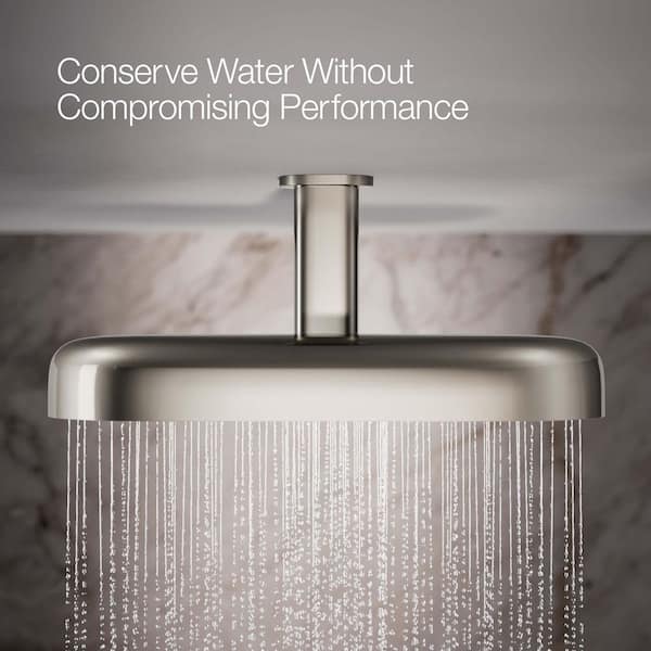 KOHLER Statement Oblong 2-Spray Patterns 2.5 GPM 18 in. Ceiling Mount Rainhead Fixed Shower Head in Vibrant Polished Nickel