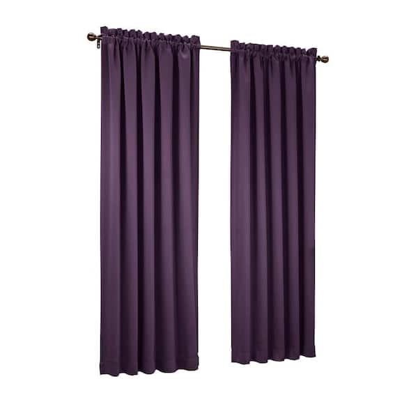 Sun Zero Plum Solid Rod Pocket Room Darkening Curtain - 54 in. W x