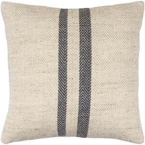 Becki Owens Brett Accent Beige/Gray Striped Polyester 22 in. L x 22 in. W Throw Pillow