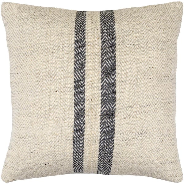 Becki Owens Brett Accent Beige/Gray Striped Polyester 22 in. L x 22 in. W Throw Pillow