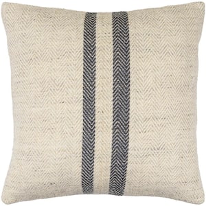 Modern Brett Accent Pillow Cover with Down Insert, 18 in. L x 18 in. W, Beige/Gray