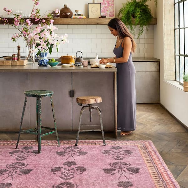 Padma Lakshmi X Rugs Floris Hand-Tufted Floral Wool-Blend Pink 9 ft. x 12 ft. Indoor Area Rug