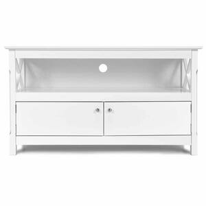 44 in. White TV Stand Wooden Cabinet Console with 2-Drawers Fits TV's up to 32 in.