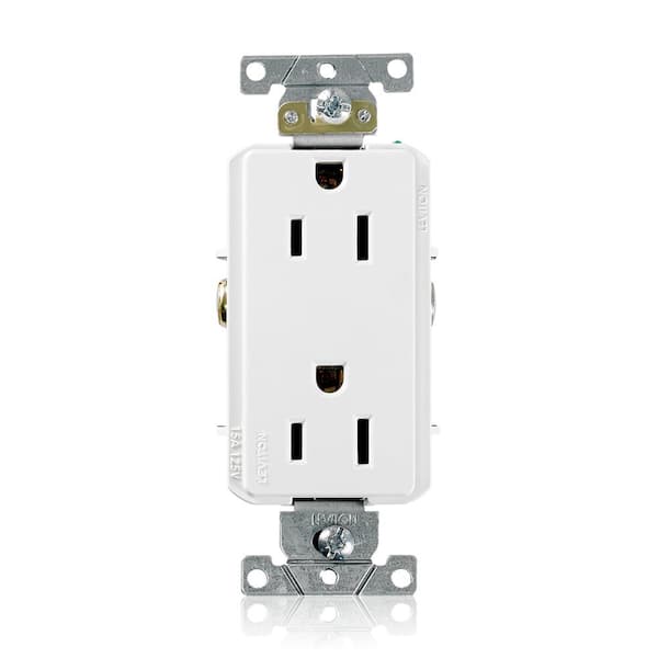 Leviton Decora Plus 15 Amp Industrial Grade Duplex Outlet, 4-Pack, White