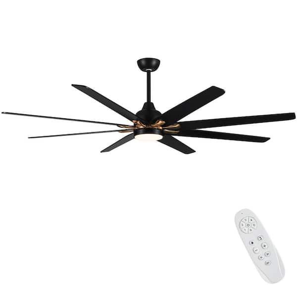 72 in. Indoor Matte Black Ceiling Fan with Integrated LED Light, Remote Control, and 6-Speed Adjustable Wind