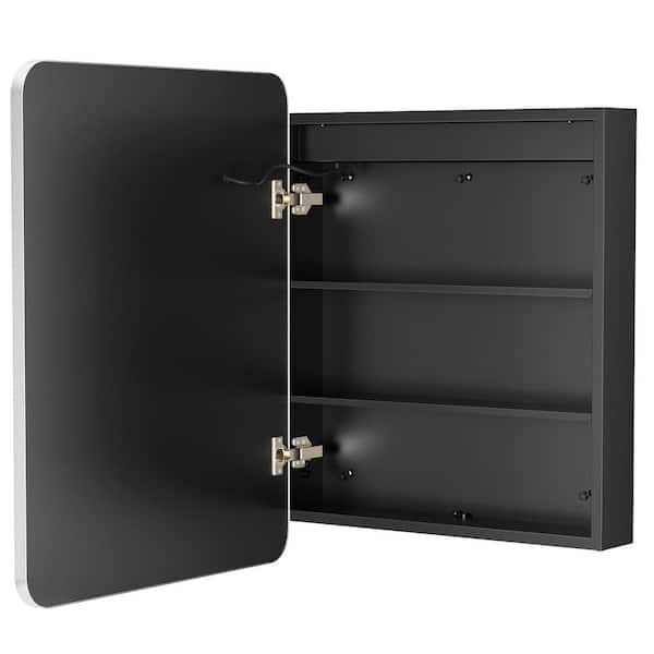 24 in. x 30 in. Silver Bathroom Medicine Cabinett with Mirror, Recessed or Surface Lighted Medicine Cabinet