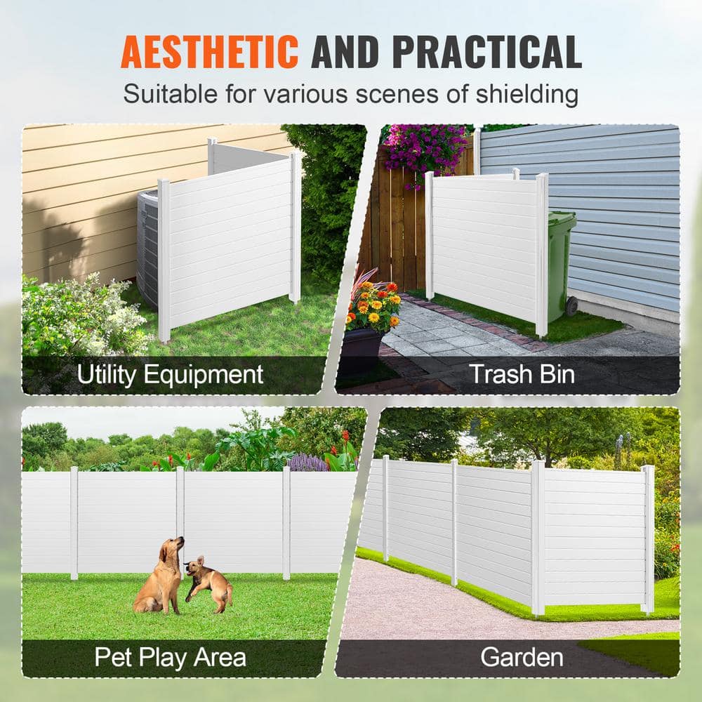 White 50" x 50" Vinyl Outdoor Privacy Screen with Metal Stakes