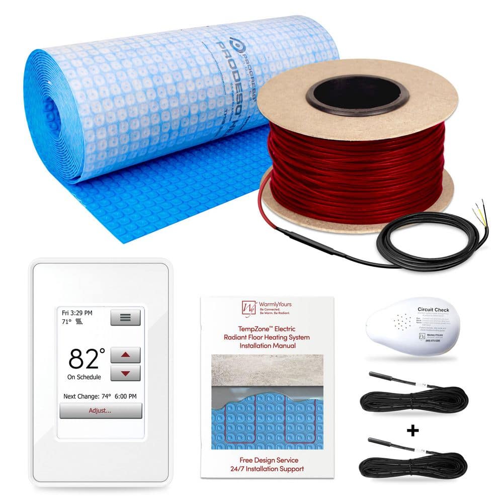 TempZone 90 ft. Cable System with Heat Membrane and Touch Screen Thermostat (Covers 28.1 Sq. Ft) price history on PriceWatchPro