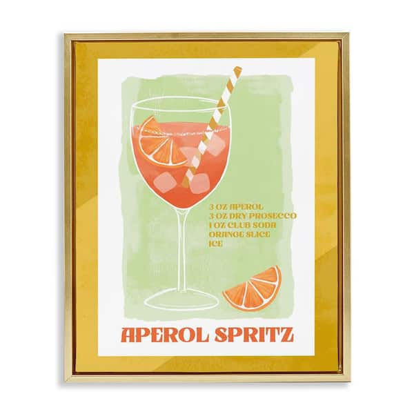 Stupell Industries Retro Aperol Spritz Recipe by Deane Beesley Gold Floater Frame Food Graphic Art Print 31 in. x 25 in.