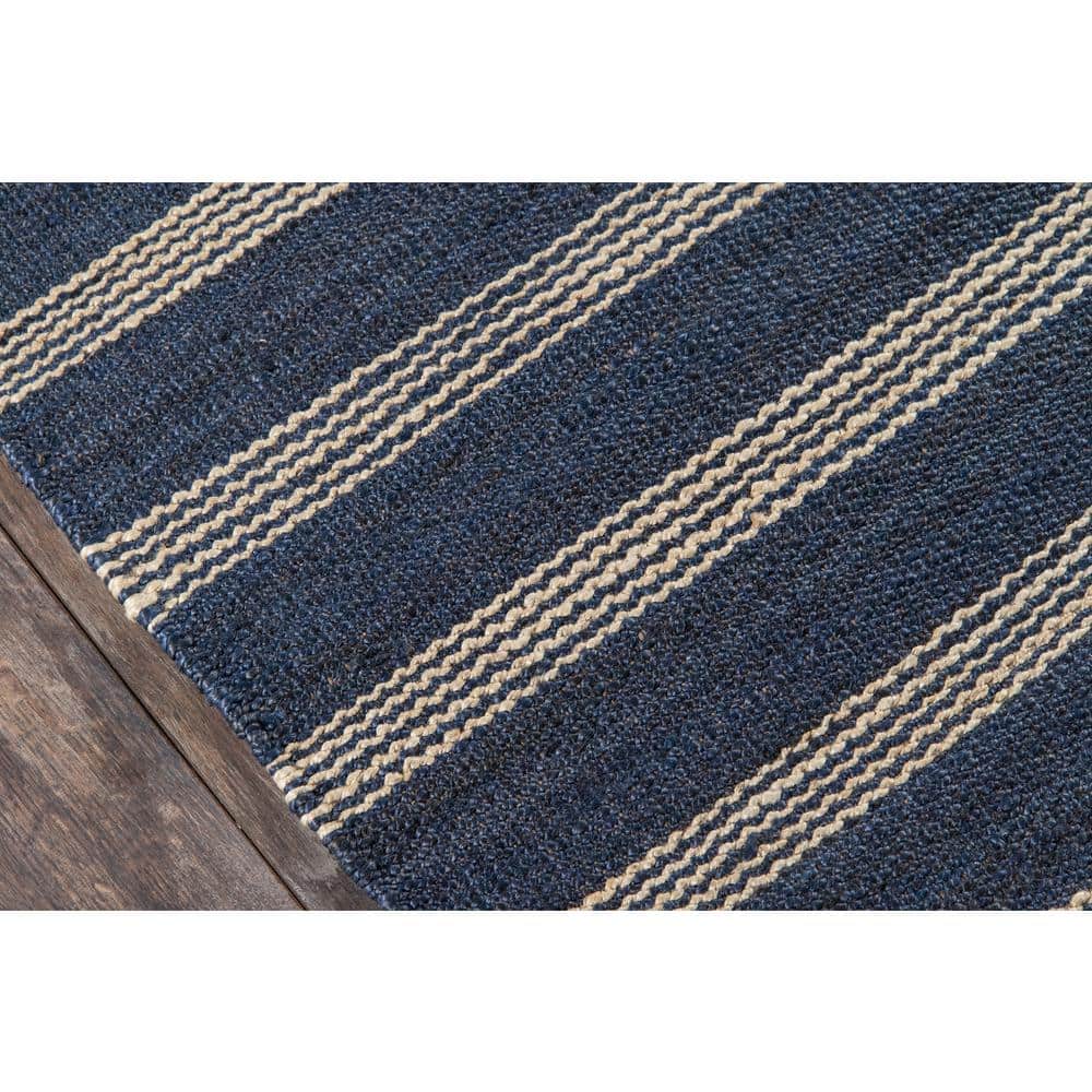 Handmade Navy Stripe 5' x 7' Jute Area Rug