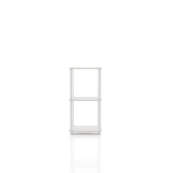 Quincy 30.1 in. Tall White Engineered Wood Display 3-Shelf Modular Bookcase With Support Rods