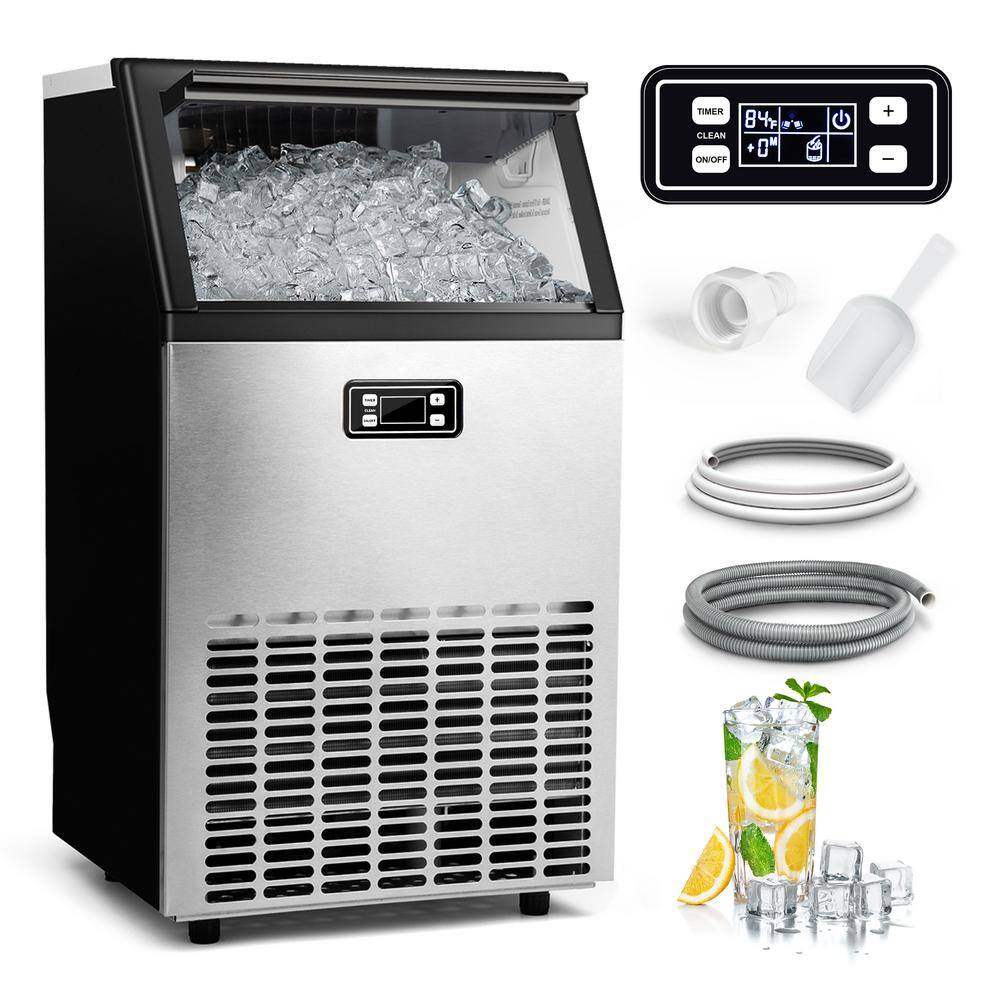 17.5 in. 100 lbs. Commercial Freestanding Ice Maker in Stainless Steel