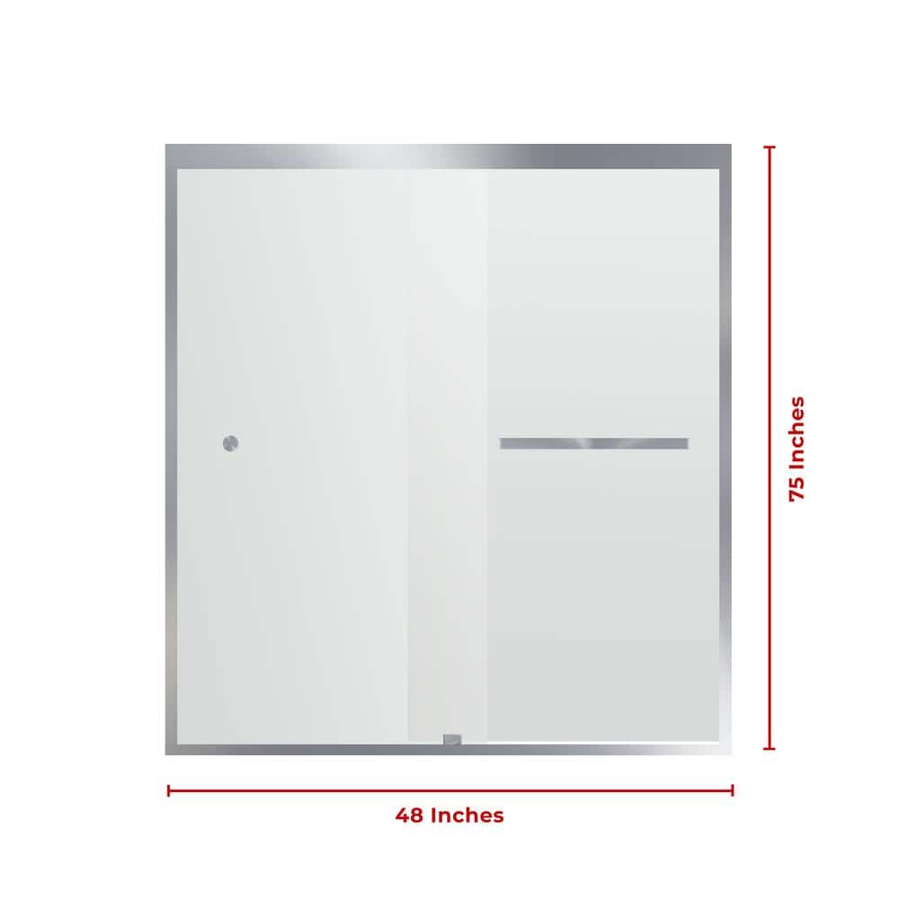 48" x 75" Chrome Semi-Frameless Double Sliding Shower Door