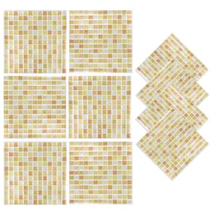 10 in. W x 10 in. L Vinyl Peel and Stick Wall Tile Backsplash in Light Yellow for Kitchen and Bathroom (10-Pack)