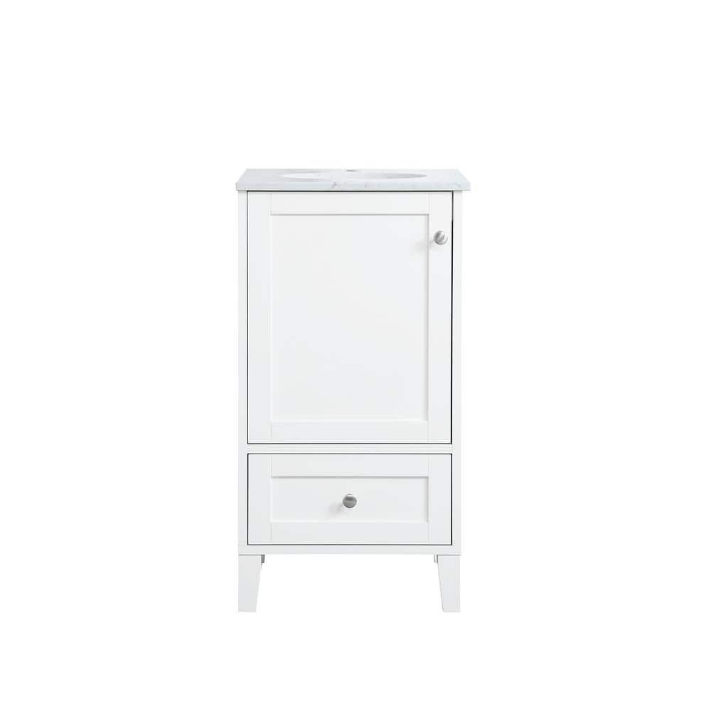Simply Living 18 in. Single Bathroom Vanity in White with Engineered Marble