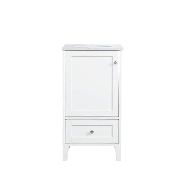 Unbranded Simply Living 18 in. Single Bathroom Vanity in White with Engineered Marble Vanity Top in Calacatta White