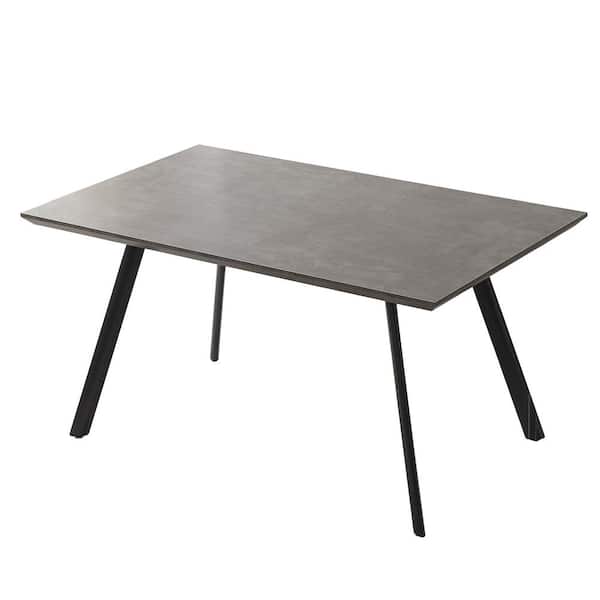 GOJANE 47.2 in. Gray Rectangular Modern Dining Table MDF Table Top with Black Leg (Seats 4)