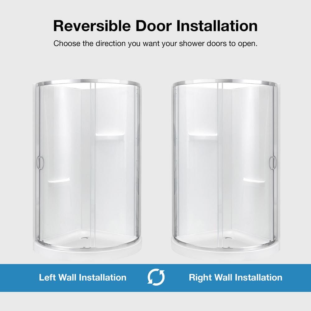 Breeze 34" Satin Nickel Curved Shower Kit with Clear Glass