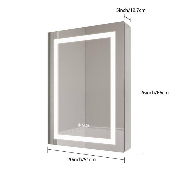 26 in. W x 20 in. H Rectangular Bathroom Medicine Cabinet with 