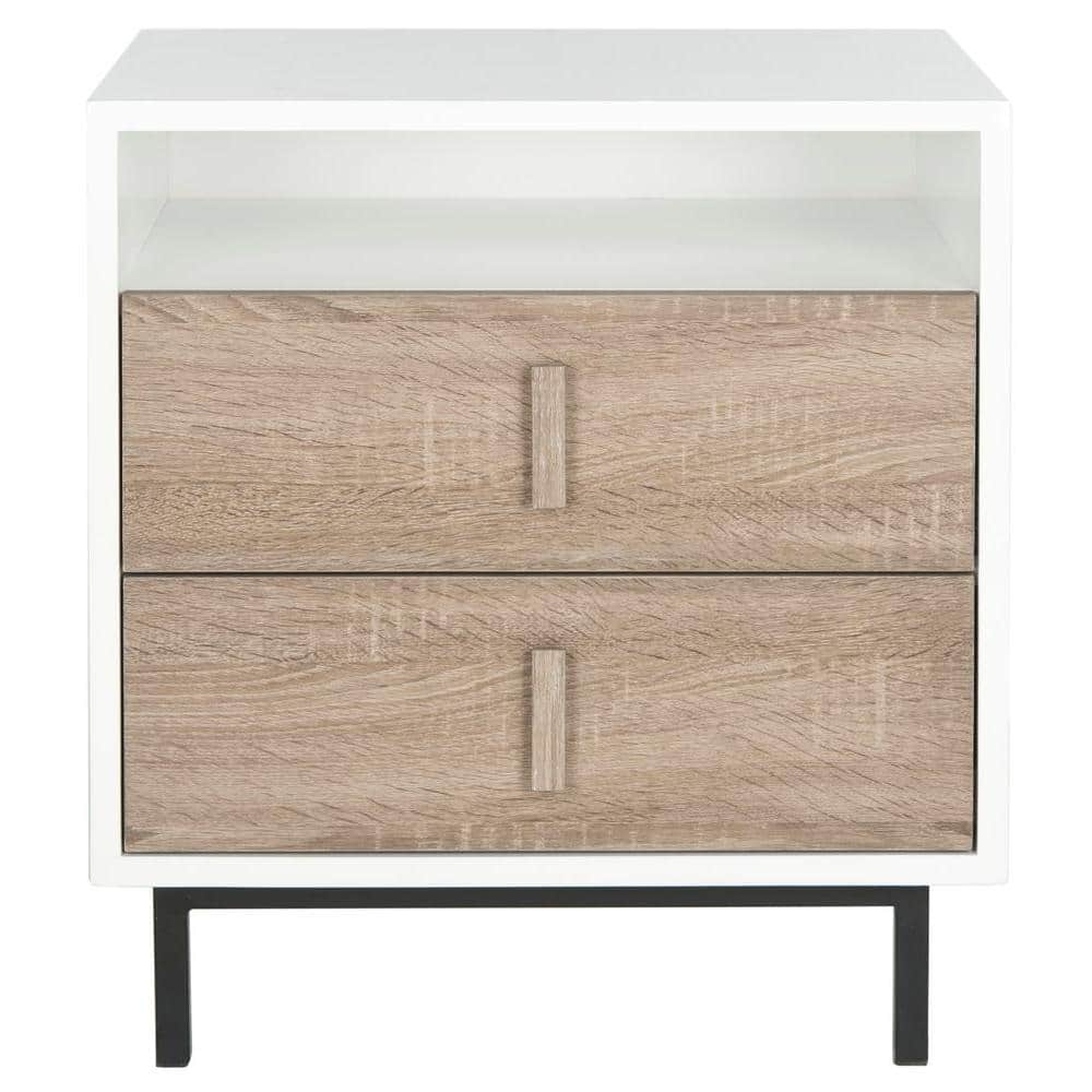 Transitional White & Gray 2-Drawer Freestanding Cabinet