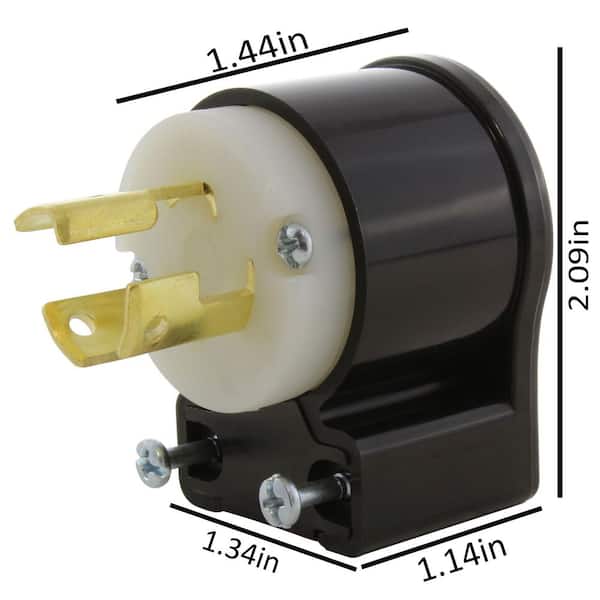 AC WORKS NEMA L5-15P 15A 125V 3-Prong All Angles Locking Plug with