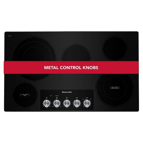 36 in. Radiant Electric Cooktop in Black with 5 Burner Elements and Knob Controls