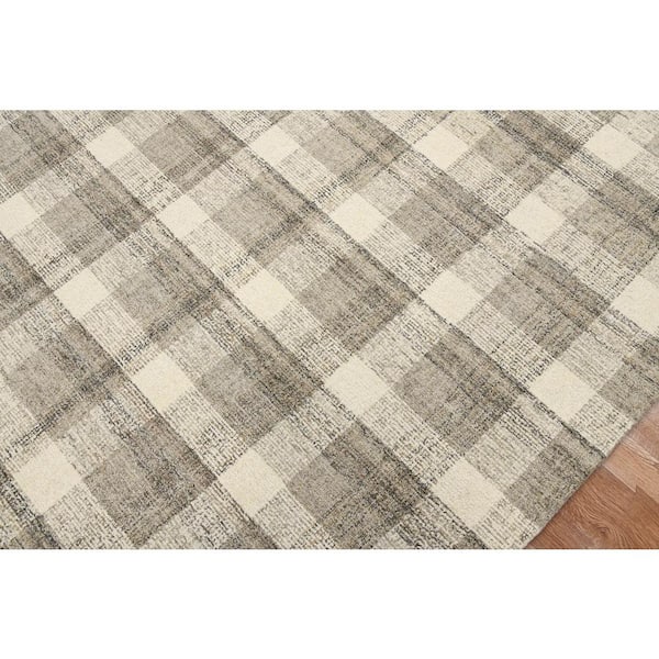 Tartan 5 x 8 Sand Plaid Pattern Area Rug for High Traffic Living Room Dining Room Bedroom