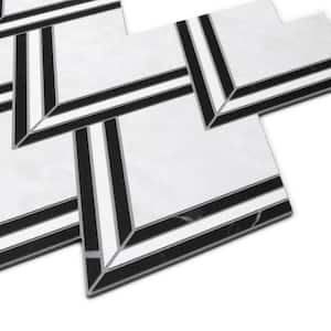 Tapered Waterjet 11.1 in. x 9.7 in. White and Black Peel and Stick Backsplash Wall Tile (10 Tiles, 8.05 sq. ft.)