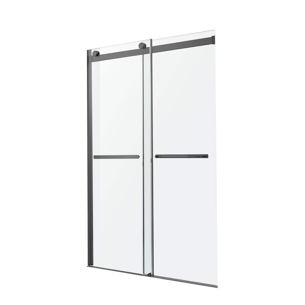 Kahn Matte Black Frameless Double Sliding Shower Door