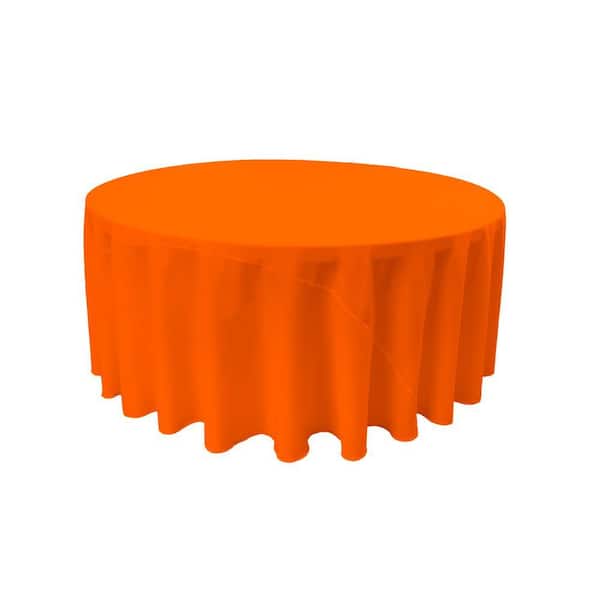 Orange 108 in. Round Polyester Poplin Tablecloth