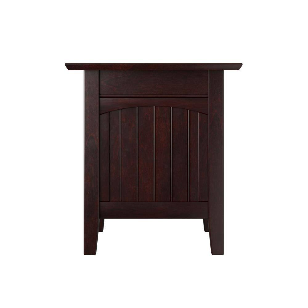 Eco-Friendly Hardwood Square End Table with Charging Station - Espresso