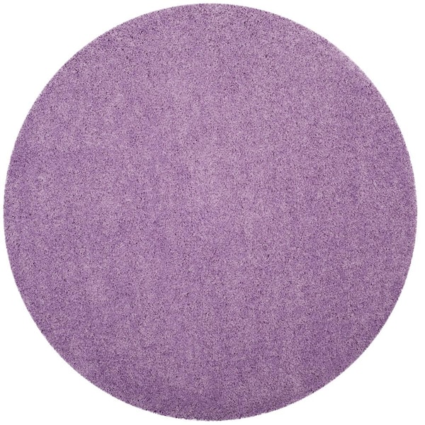 SAFAVIEH Laguna Shag Lilac 7 ft. x 7 ft. Round Solid Area Rug